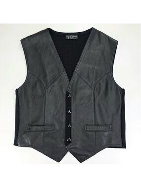 Creazioni Silver Italy Leather Knit Vest Mens M Black Soft Leather EU